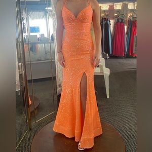 Sherri Hill Sequin Fitted Gown with Sweetheart Neckline, Lace Up Back